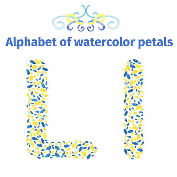 Alphabet of watercolor petals — Stock vektor