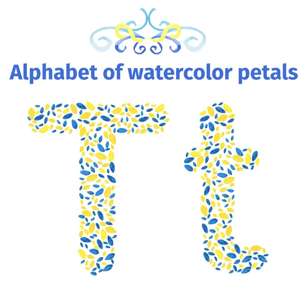 Alphabet of watercolor petals — Stockový vektor