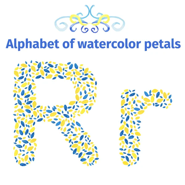 Alphabet of watercolor petals — Stockvector