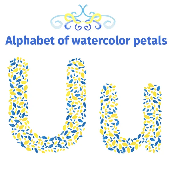 Alphabet of watercolor petals — Stock vektor