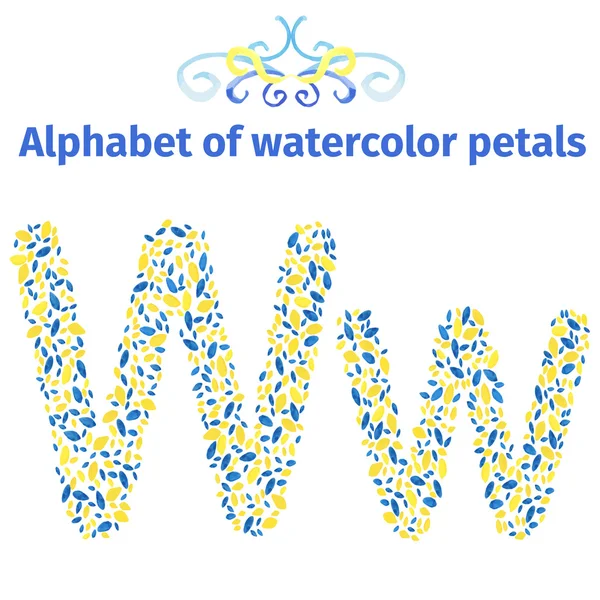Alphabet of watercolor petals — Stockvector