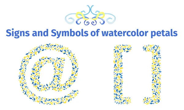 Signs and symbols of watercolor petals — Stockový vektor