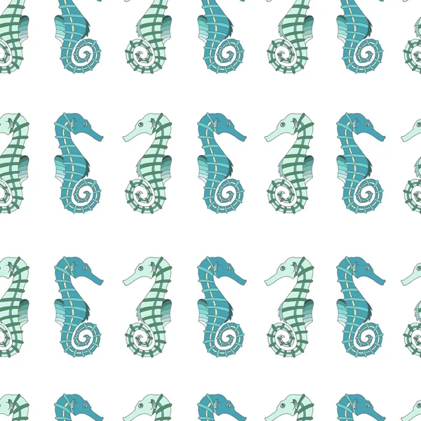 Magnifique motif vectoriel sans couture d'hippocampes — Image vectorielle