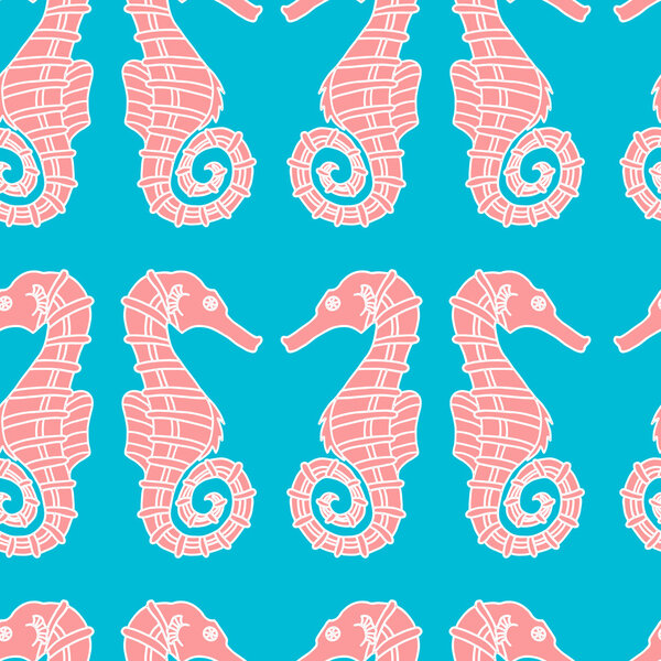 Wonderful vector seamless pattern of seahorses