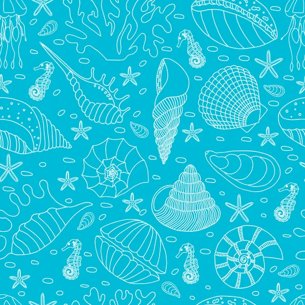 貝殻のシームレスなパターン — ストックベクタ