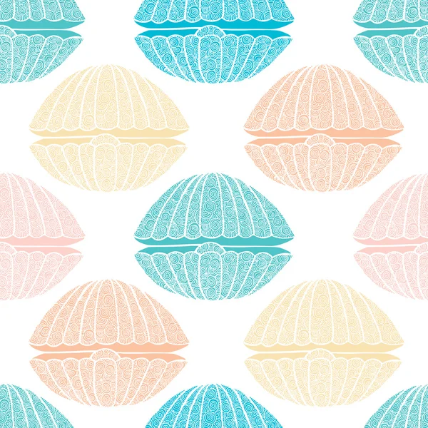 Seamless pattern of seashells — Stock Vector