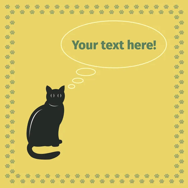 在黄色背景上的黑猫 — 图库矢量图片