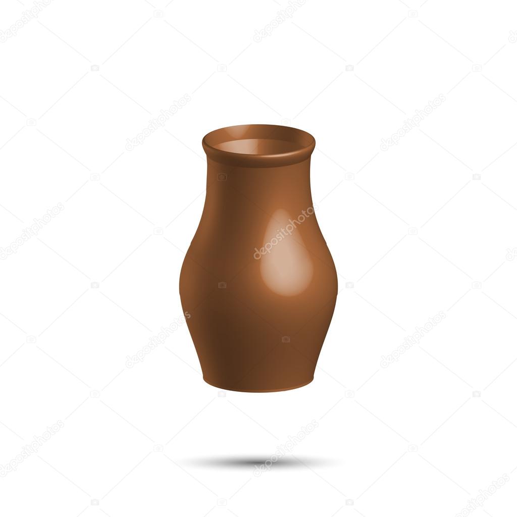 Realistic clay pot, brown color