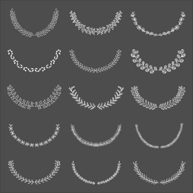 Vektör el çekilmiş çelenk, defne kümesi