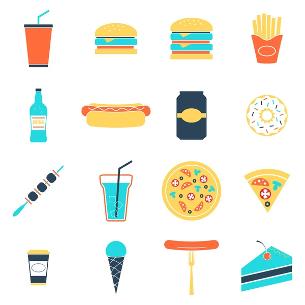 Conjunto de iconos de comida rápida — Vector de stock