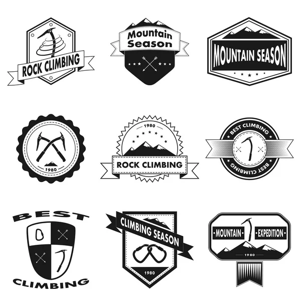 Набор логотипов гор и скалолазания — стоковый вектор