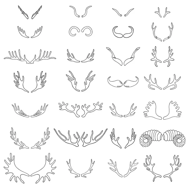 Set of silhouettes horns. — Stock Vector