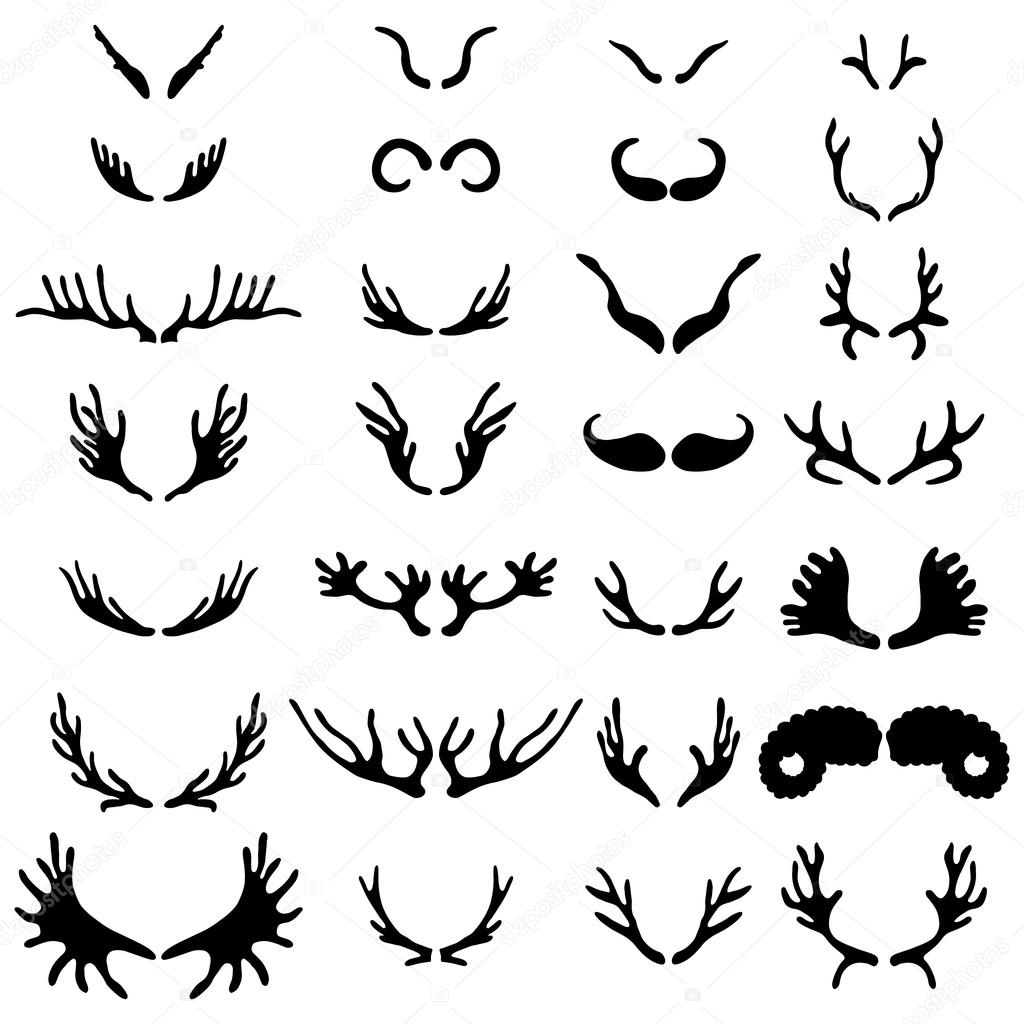 Set of silhouettes horns.