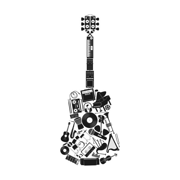 Conjunto de instrumentos musicales — Vector de stock