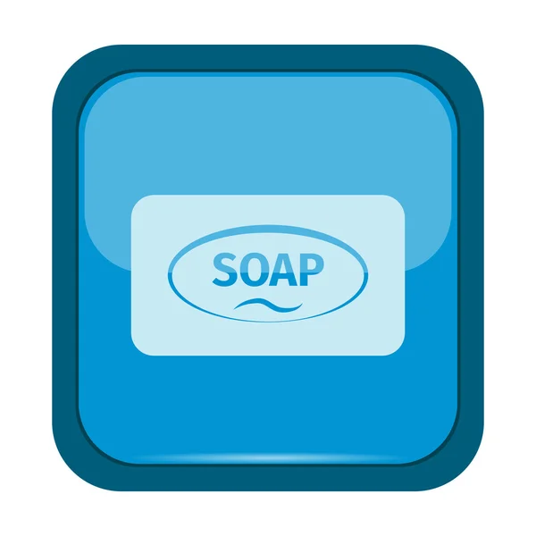 肥皂在一个蓝色的按钮上的图标 — 图库矢量图片
