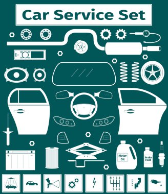 Büyük bir araba servisi Icons set