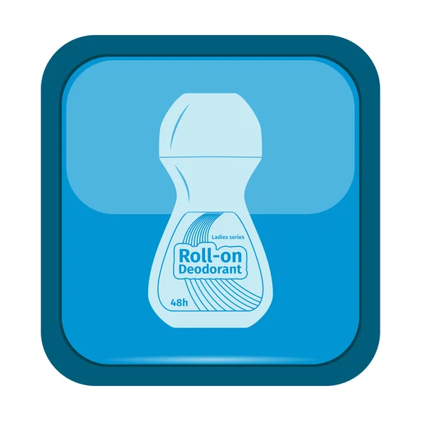 Vrouwelijke deodorant roll-on pictogram op een blauwe knop — Stockvector