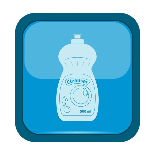 瓶的菜洗面奶蓝色按钮上的图标 — 图库矢量图片