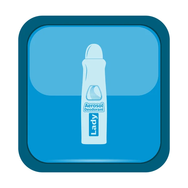 Vrouwelijke deodorant spray pictogram op een blauwe knop — Stockvector