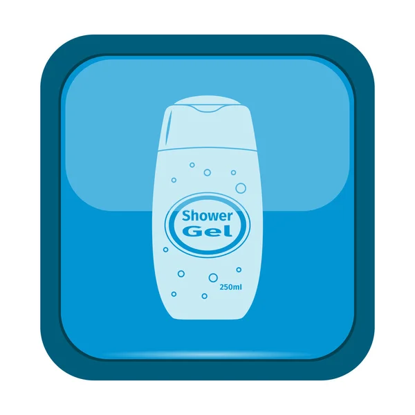 Shower gel icon on a blue button — Stockvector