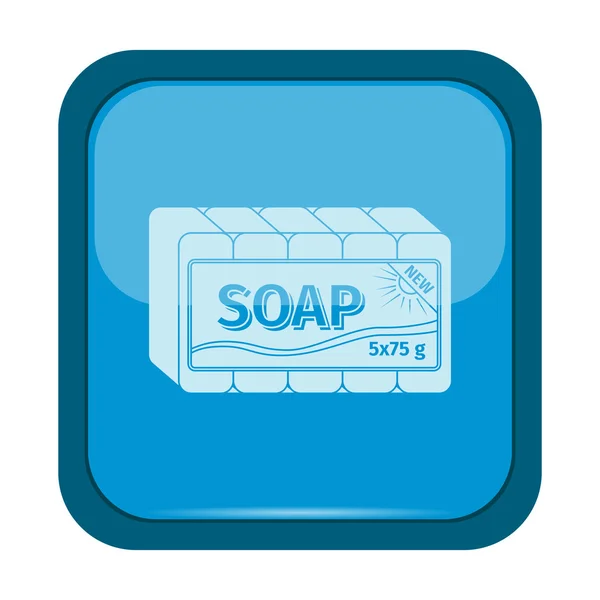 肥皂在一个蓝色的按钮上的图标 — 图库矢量图片