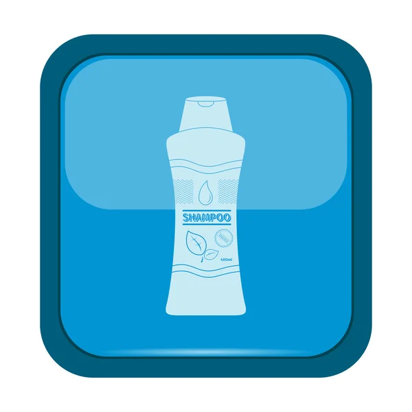Shampoo fles pictogram op een blauwe knop — Stockvector
