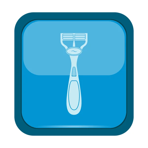 Shaving razor icon on a blue button — Stock Vector