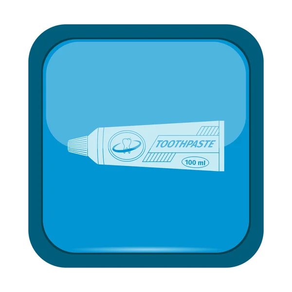 牙膏在一个蓝色的按钮上的图标 — 图库矢量图片