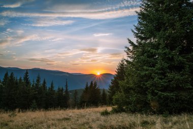 Karpat Dağları'nda sihirli bir gün batımı