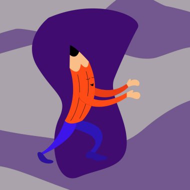 Bay Kalem 'in birine sarılmak için koşarken ve mutlu bir ifade sergilerken Düz Vektör Grafik Görünümü