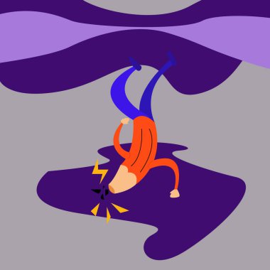 Bay Kalem Bakışının Düz Vektör Grafiksel Görünümü Düşürdü ve Kalem Ucunu Kırdı