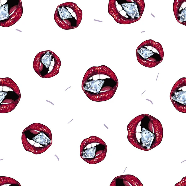 Heldere Rode Lippen Met Een Sprankelende Briljant Geïsoleerd Witte Achtergrond — Stockfoto
