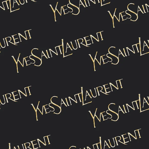 Logo Yves Saint Laurent Doré Isolé Sur Fond Noir Travail — Photo