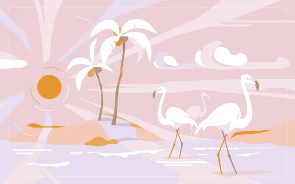 Διακοπές Όνειρά Σας Κομψή Διανυσματική Απεικόνιση Στις Διακοπές Ροζ Νησιά — Διανυσματικό Αρχείο