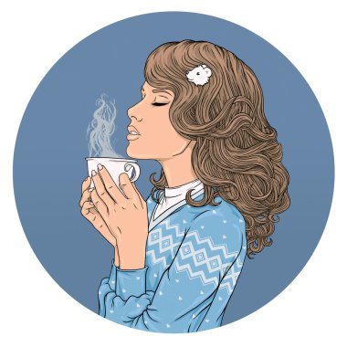 Güzel kız ve kahve.