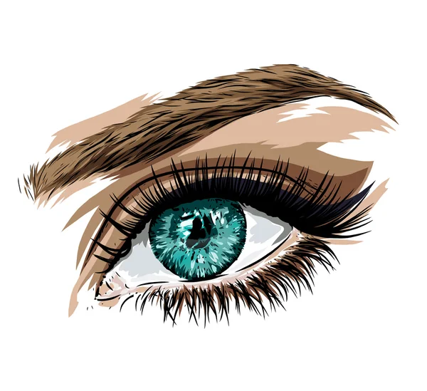 Vackra kvinnliga ögat av grön färg. — Stockfoto