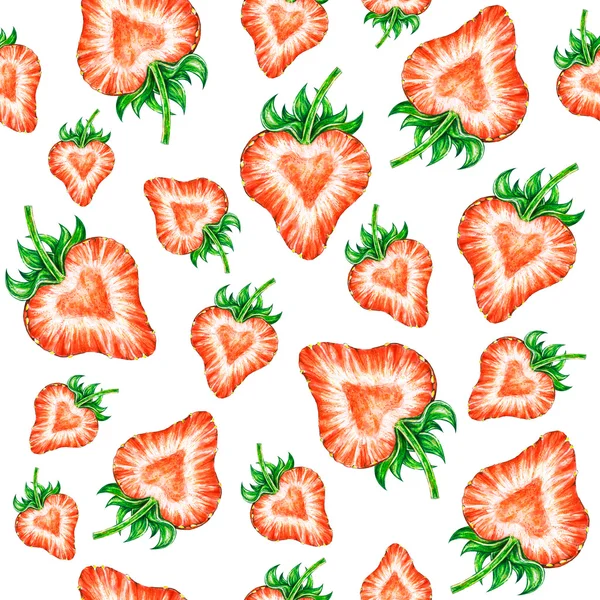 Amor de morango. Desenho de cor de água de morango . — Fotografia de Stock
