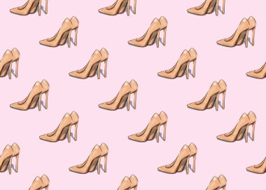 Güzel ayakkabıları bir pembe izole. İllüstrasyon renk. Seamless modeli