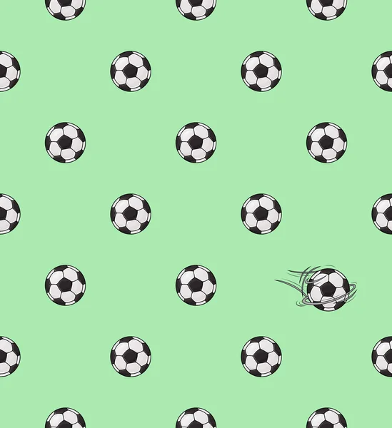サッカー ボール緑の背景に分離されました。シームレス パターン — ストック写真