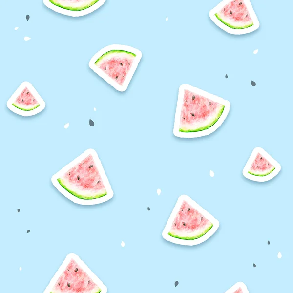 Watermelons slices on a light blue background. Seamless pattern — Stock Photo, Image