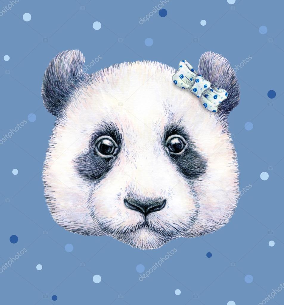 Quadro Infantil Desenho Panda Fundo Azul