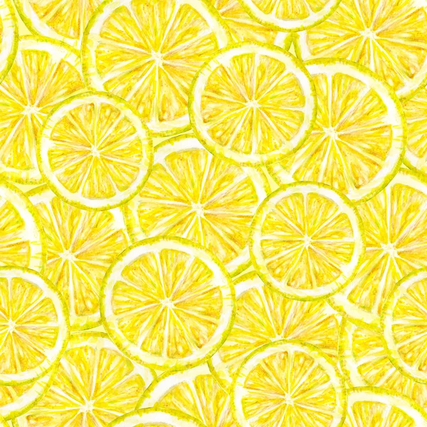 Segmenti di limoni gialli. Disegno ad acquerello. Lavoro manuale. Frutta tropicale. Cibo sano. Modello senza cuciture per il design — Foto Stock