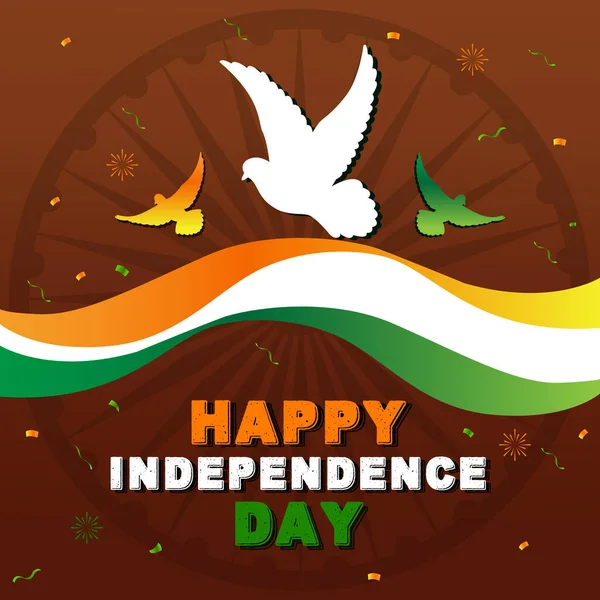 Ilustracja Jest Ozdobiona Indyjską Flagą Ptaki Latające Cieszące Się Wolnością — Wektor stockowy