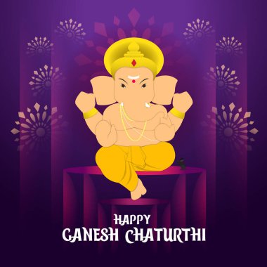 Mutlu Ganesh Chaturthi 'nin tasviri. Ganesh Chaturthi festivali için mor arkaplan