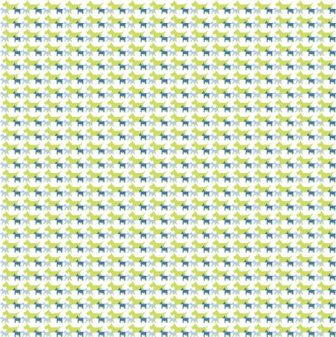 Yeşil ve mavi köpek desen beyaz arka plan üzerinde yürüme