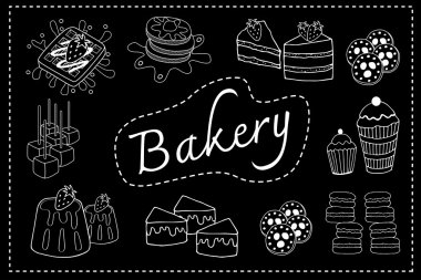 Bakery menu black  board doodle 