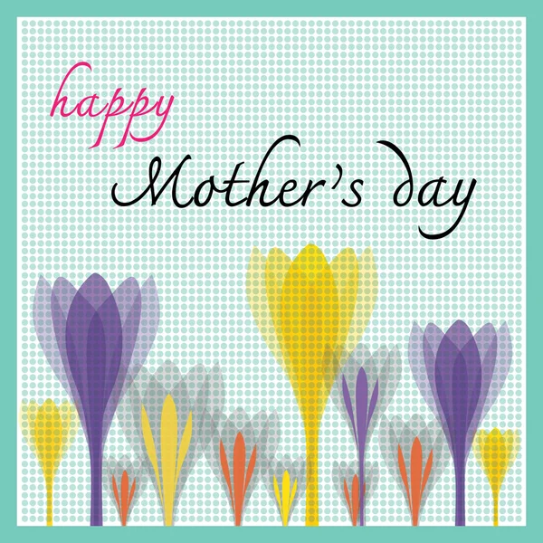 Happy mothers day with tulip and dot pattern — Stock Vector