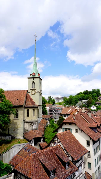 Historical old town city and church on bridge — Stock Photo, Image
