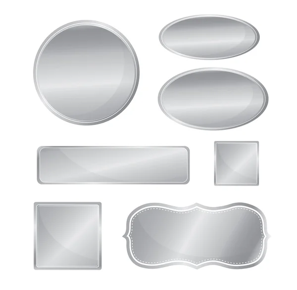 Bianco metallizzato icona set colore argento — Vettoriale Stock