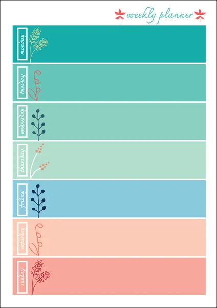 Weekly planner pastell färg sweet — Stock vektor